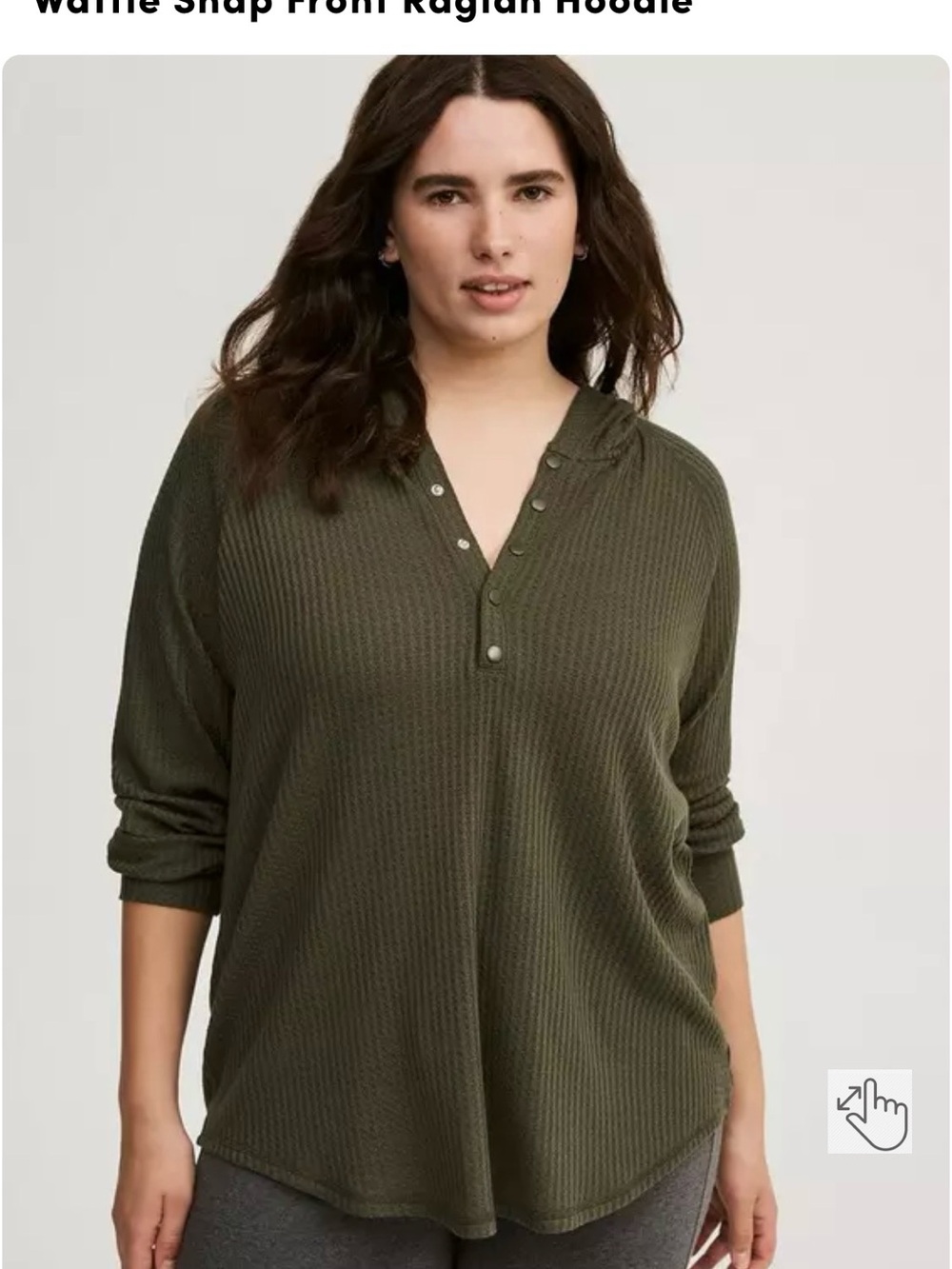 torrid NWT Black Waffle Knit Hooded Henley - Picture 7 of 9